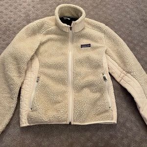 Patagonia womens Small Retro x fleece pile jacket full zip, cream color